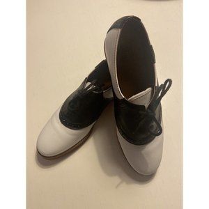 Bass Westward Oxfords Saddle Shoes White Black Lace Up Uniform 50s Dressy 7.5